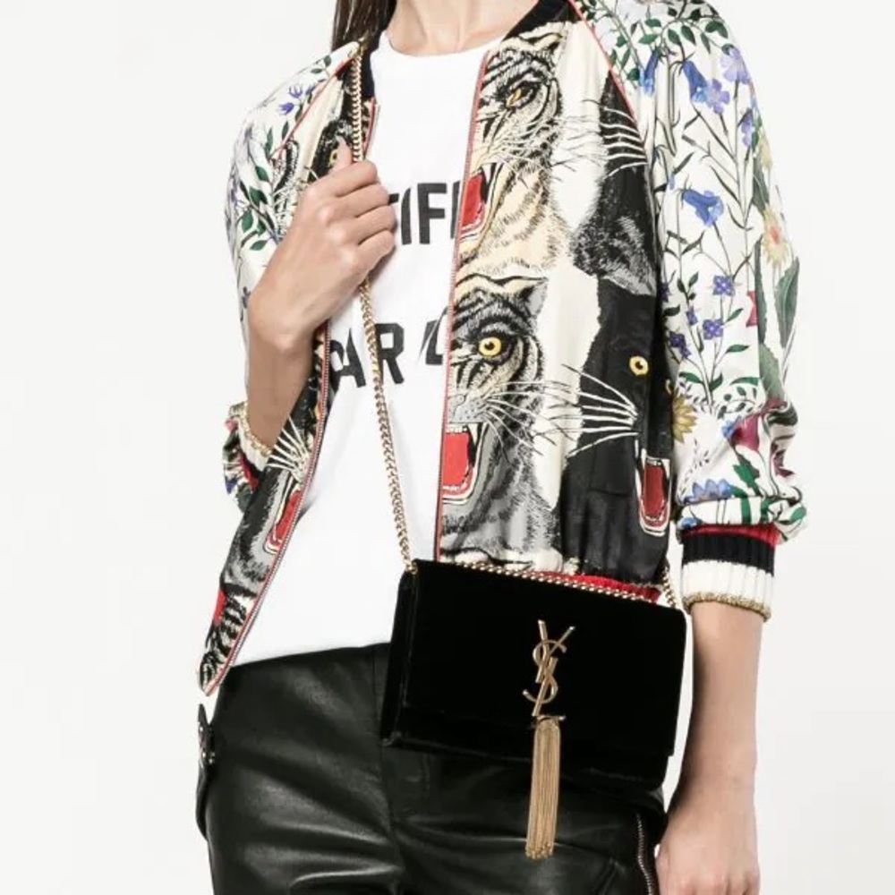 Saint Laurent Kate Monogram Velvet Tassel Bag Black 🖤 - Picture 2 of 11